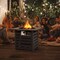 Black Square Outdoor Propane Fire Pit Table with Lava Stones and Cover